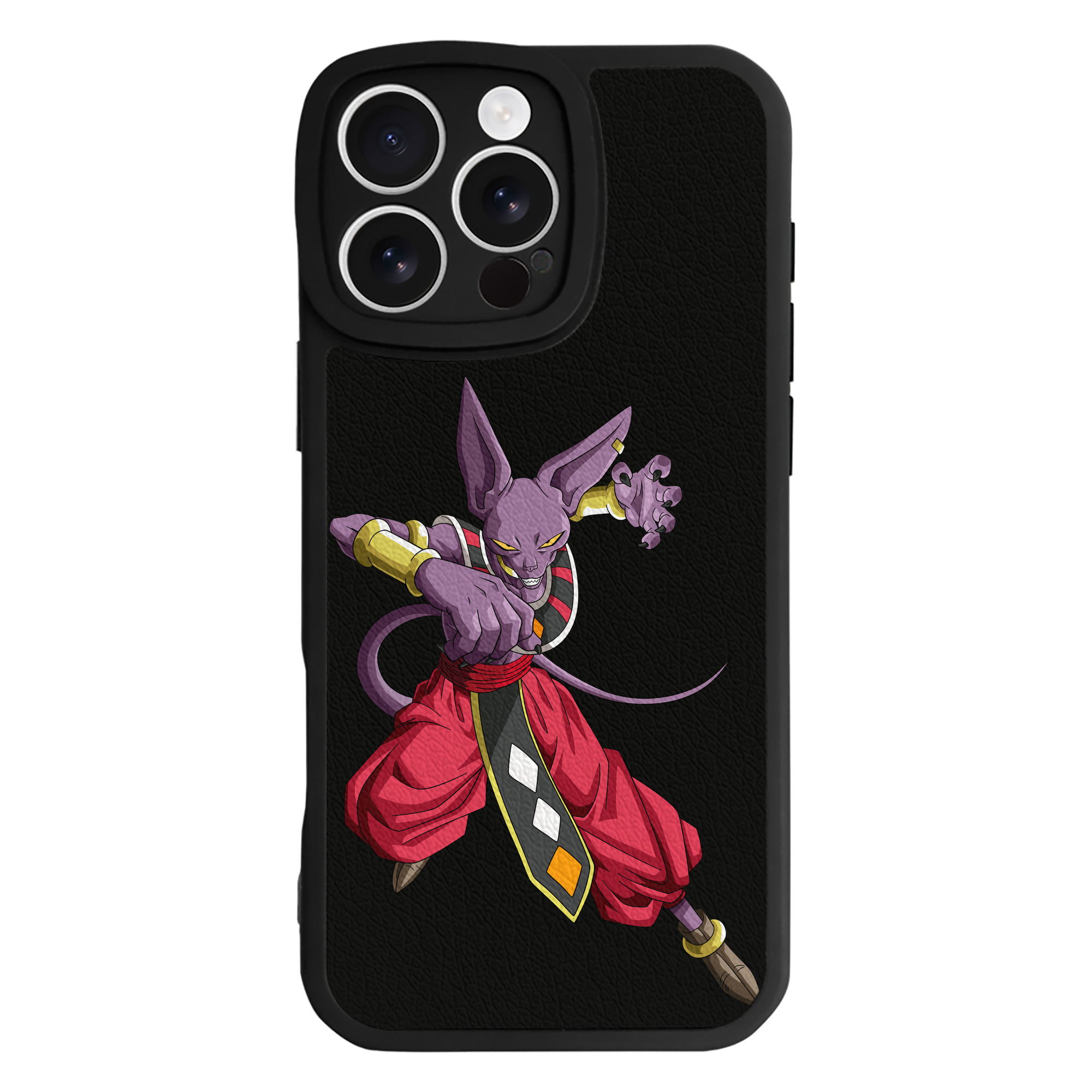（画像用） ドラゴンボール ビルス 破壊神ビルス DRAGON BALL Beerus Birusu 【iPhone 16シリーズ対応】シリコンスマホケース（レザー調） 材質：シリコン